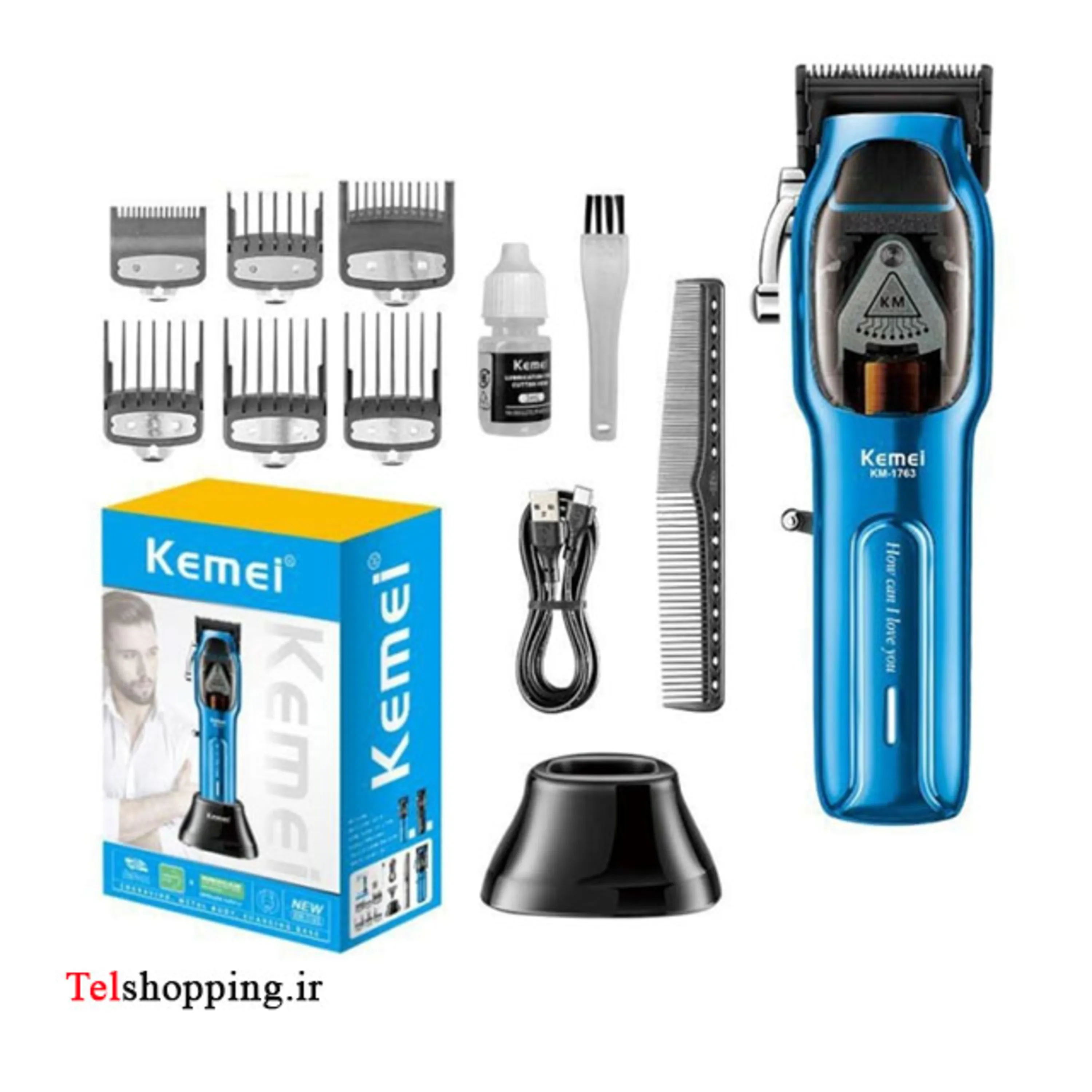 ماشین اصلاح موی سر و بدن حرفه ای شارژی کمی مدل KM1763